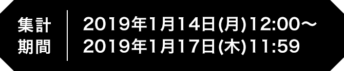 集計期間 2019年1月14日(月)12:00〜2019年1月17日(木)11:59